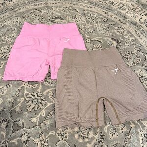 Gymshark Seamless High-Rise Bike Shorts Duo in Pink and Taupe